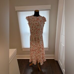 Cece Floral Smocked Waist Midi Dress